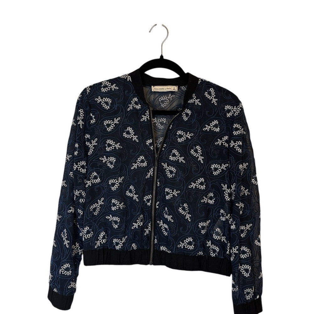 Abercrombie Floral Mesh Bomber Jacket Size Small